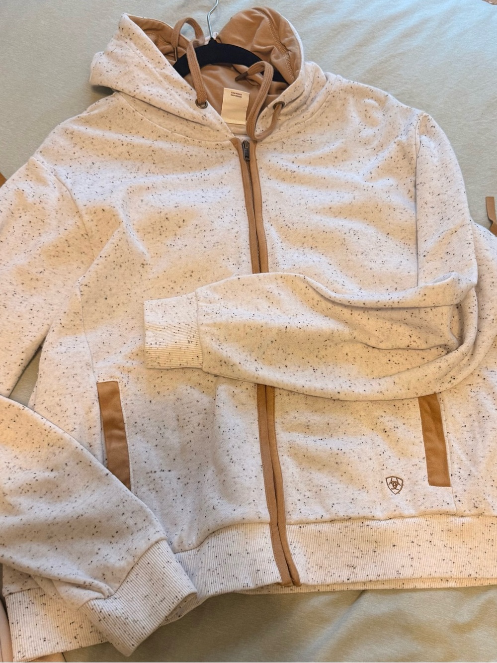 Ariat Light Speckled Hoodie with Tan Trim